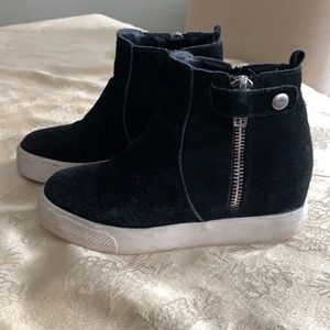 Steve Madden Suede High Top Sneaker Booties Black